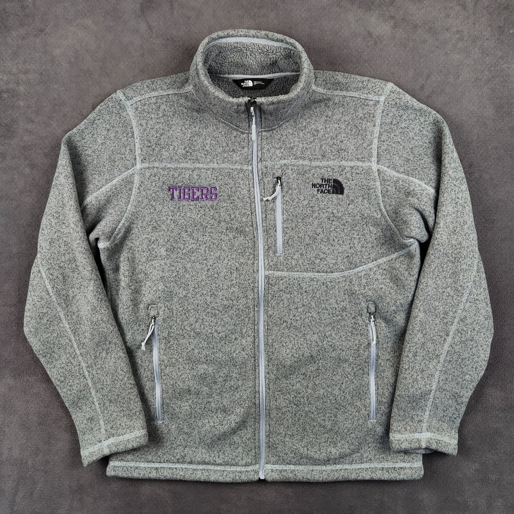 LSU Tigers The North‎ Face Gordon Lyons Sweater Fleece Jacket Mens Medium Gray